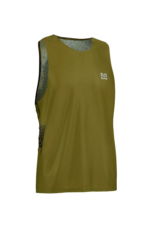 Rekord Run Singlet Army Green - Men's